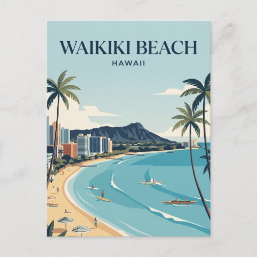 Waikiki-Strand Postkarte (Vorderseite)