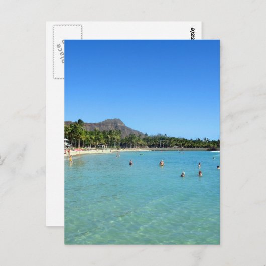 Waikiki Strand und Diamant-Hauptkrater, Hawaii Postkarte (Vorne/Hinten)