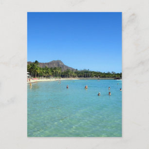 Waikiki Strand und Diamant-Hauptkrater, Hawaii Postkarte