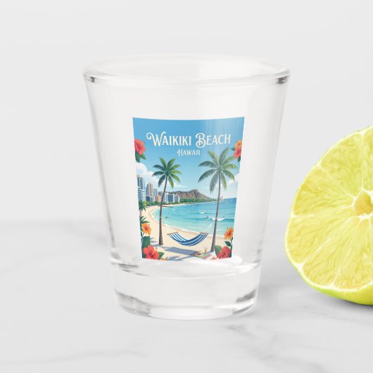 Waikiki-Strand USA Schnapsglas (Vorderseite)