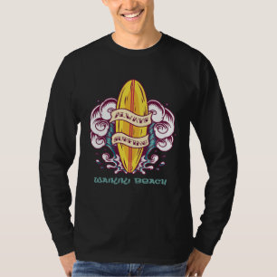 Waikiki-Surf-Sonnenuntergang-Urlaub Hawaii Palmen T-Shirt