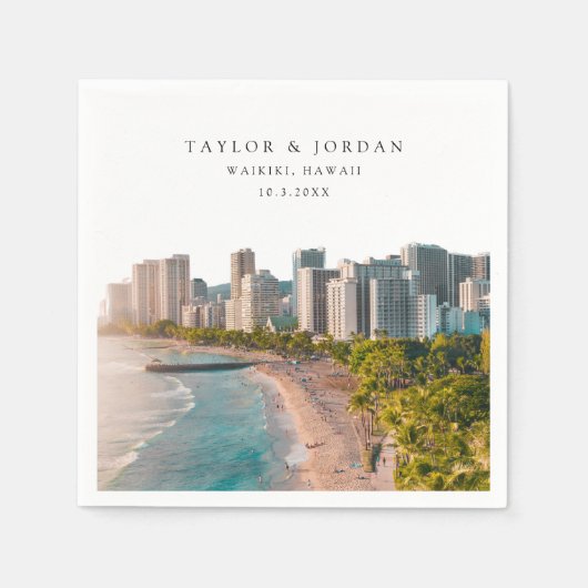 Waikiki Wedding Custom Foto Cocktail Napkins Serviette (Vorderseite)