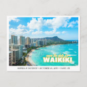 Waikiki Wedding Save the Date Skyline Postcard Postkarte (Vorderseite)