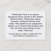 Waikinalani Bauernhof nachweisbares Shelftalker Visitenkarte (Rückseite)