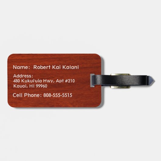Waikokos hawaiisches Imitat-hölzernes Gepäckanhänger (Rückseite horizontal)