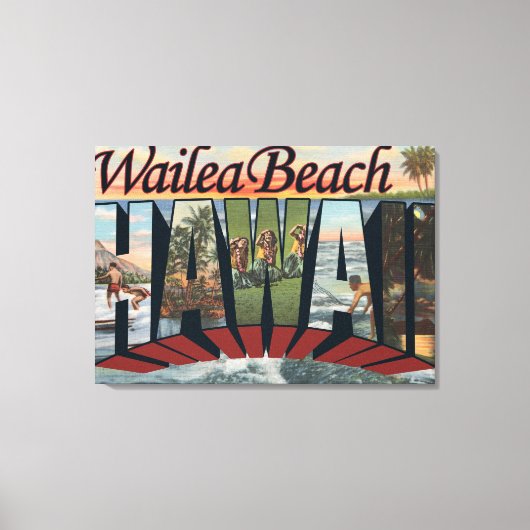 Wailea Beach, Hawaii - Große Briefmarkenszenen Leinwanddruck (Vorderseite)