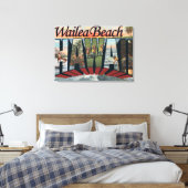 Wailea Beach, Hawaii - Große Briefmarkenszenen Leinwanddruck (Insitu (Schlafzimmer))