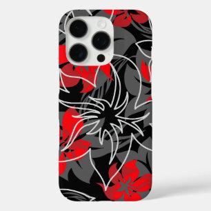 Wailea Hibiskus Hawaiian Floral Camouflage Red iPhone 16 Pro Hülle