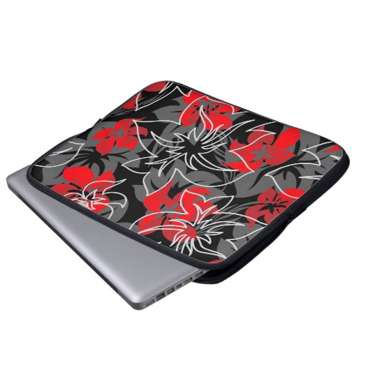 Wailea Hibiskus Hawaiian Neoprene Wetsuit Laptopschutzhülle (Vorne Knopf)