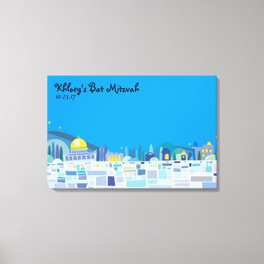 Wailing Wall Israel Bar Bat Mitzvah Sign-In Board Leinwanddruck (Vorderseite)