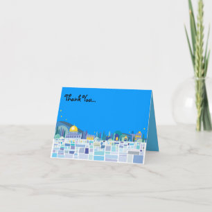 Wailing Wall Israel Bar Bat Mitzvah Thank You Card Dankeskarte
