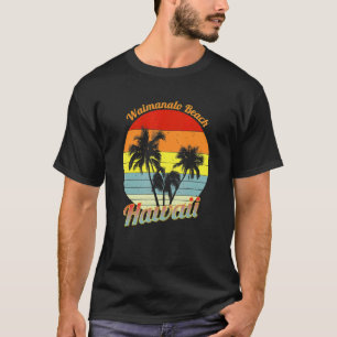 Waimanalo Beach Hawaii Retro Tropische Palmen V T-Shirt