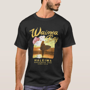Waimea Bay Hawaii Surfbrett Mädchen Hawaiian Surfe T-Shirt