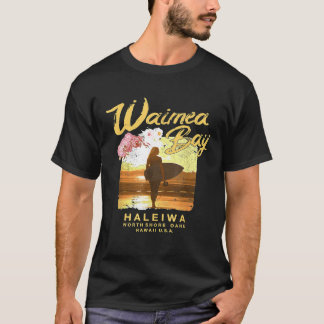 Waimea Bay Hawaii Surfbrett Mädchen Hawaiian Surfe T-Shirt