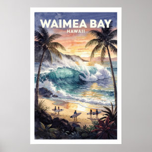 Waimea Bay Hawaii Vintage Reise Poster