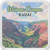 Waimea Canyon Kauai Hawaii Landscape Retro Aufkleber (Vorderseite)