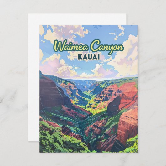 Waimea Canyon Kauai Hawaii Landscape Retro Card (Vorne/Hinten)