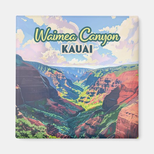 Waimea Canyon Kauai Hawaii Landscape Retro Magnet (Vorne)