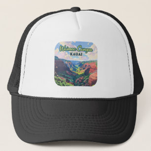 Waimea Canyon Kauai Hawaii Landscape Retro Truckerkappe