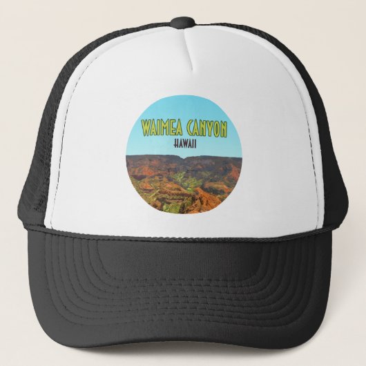 Waimea Canyon Kauai Hawaii Vintage Travel Truckerkappe (Vorderseite)