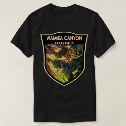 Waimea Canyon Staat Park Hawaii Abzeichen Wasserfa T-Shirt (Design vorne)
