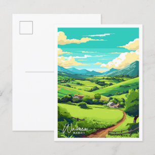 Waimea Hawaii Travel Vintag Illustration Postkarte