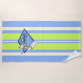 Waimea Striped Surfboard Hawaiian Surfer - Blau Strandtuch (Vorderseite)