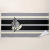 Waimea Striped Surfboard Hawaiian Surfer - Grau Strandtuch (Vorderseite)