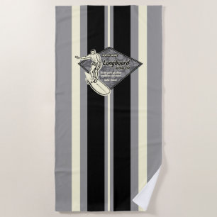 Waimea Striped Surfboard Hawaiian Surfer - Grau Strandtuch