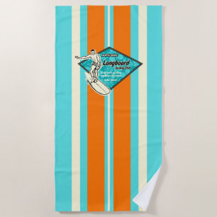 Waimea Striped Surfbrett-hawaiischen Surfer - Aqua Strandtuch