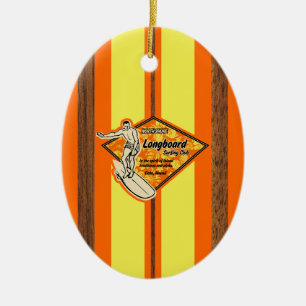 Waimea Surfboard Hawaiian Faux-Holz Keramik Ornament