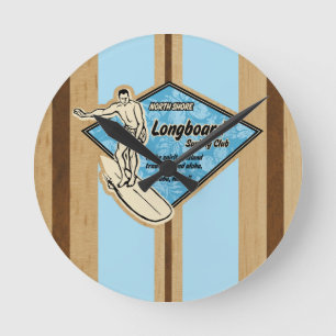 Waimea Surfbrett-Hawaiianer-Wanduhren Runde Wanduhr