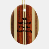 Waimea Surfbrett-hawaiisches Imitat hölzern Keramikornament (Hinten)