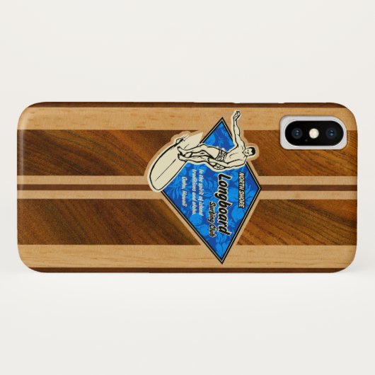 Waimea Surfbrett-hawaiisches Imitat Koa hölzernes Case-Mate iPhone Hülle (Rückseite (Horizontal))