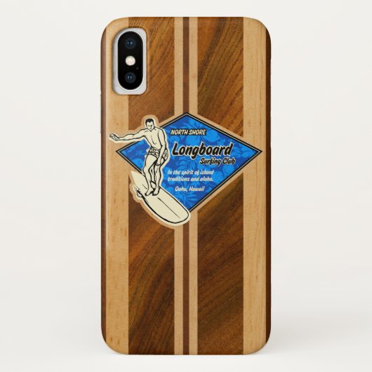 Waimea Surfbrett-hawaiisches Imitat Koa hölzernes Case-Mate iPhone Hülle (Rückseite)