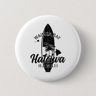 Waimea Y Haleiwa Hawaii Surfbrett Surfen Surfer Button