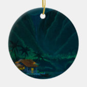 Wainiha Tal-Zuhause auf einer Starry Nacht Keramik Ornament (Vorne)