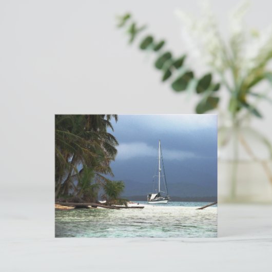 Waisaladup (grüne Insel), Kuna Yala, Panama Postkarte (Stehend Vorderseite)