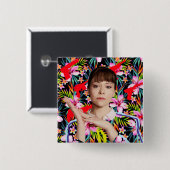 Waisenschwarzes | Alison - Blumenmuster Button (Vorne & Hinten)