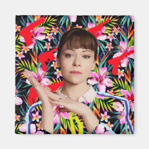 Waisenschwarzes Alison - Blumenmuster Magnet