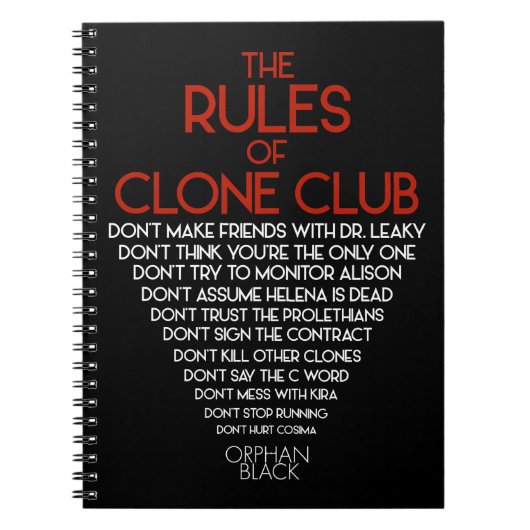 Waisenschwarzes | die Regeln des Klon-Vereins Notizblock (Vorderseite)