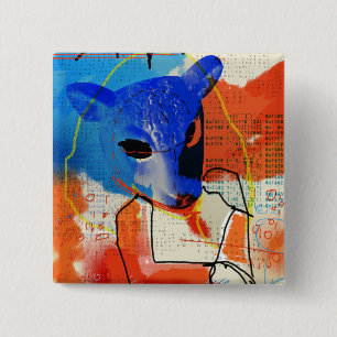 Waisenschwarzes   M - Schaf-Masken-Silhouette Button