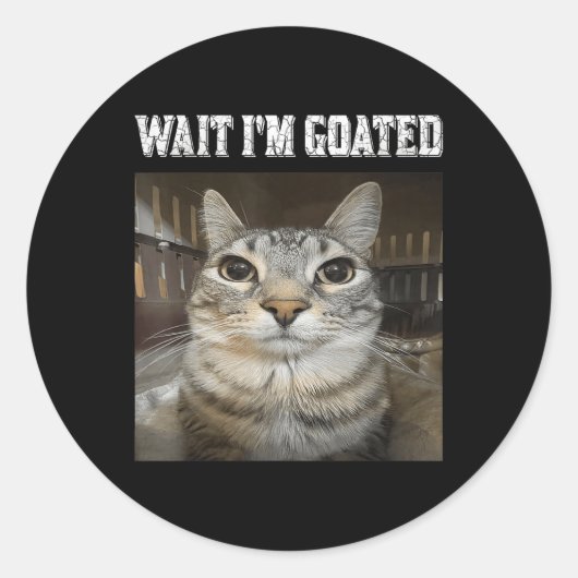 Wait Im Goated Cat Spaß Meme Runder Aufkleber (Vorderseite)