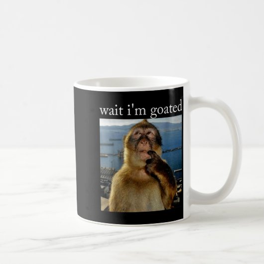 Wait I'm Goated Funny Thinking Monkey Meme Brainro Kaffeetasse (Rechts)