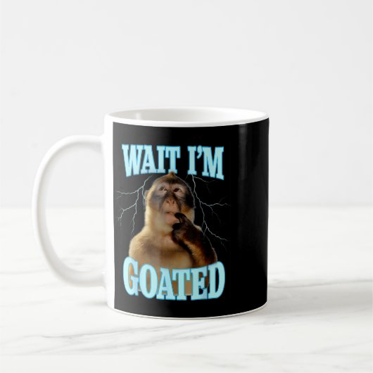 Wait I'm Goated Funny Thinking Monkey Meme Brainro Kaffeetasse (Links)