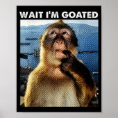 Wait I'm Goated Funny Thinking Monkey Meme Brainro Poster (Vorne)