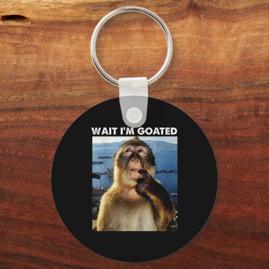 Wait I'm Goated Funny Thinking Monkey Meme Brainro Schlüsselanhänger (Vorderseite)