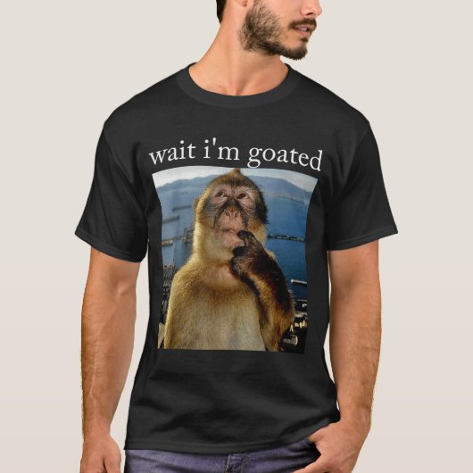 Wait I'm Goated Funny Thinking Monkey Meme Brainro T-Shirt (Vorderseite)