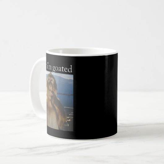 Wait I'm Goated Funny Thinking Monkey Meme Gen Z H Kaffeetasse (Vorderseite Links)