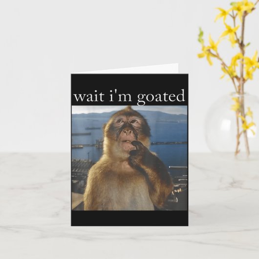 Wait I'm Goated Funny Thinking Monkey Meme Gen Z H Karte (Gelbe Blume)